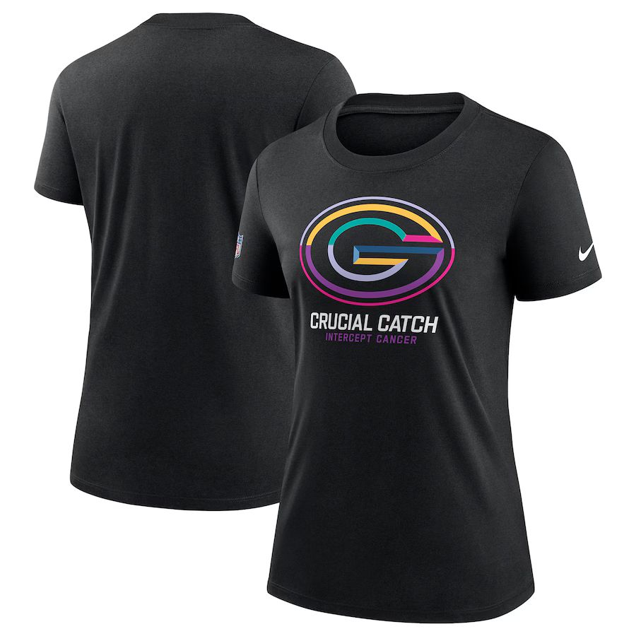 Women Green Bay Packers 2024 Nike NFL black T shirts->nfl t-shirts->Sports Accessory